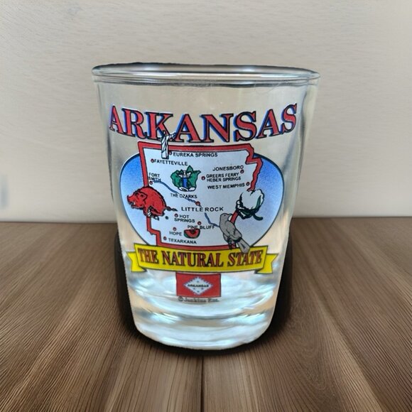 Arkansas The Natural State Souvenir Shot Glass 2.5” Clear with map design - Picture 1 of 5